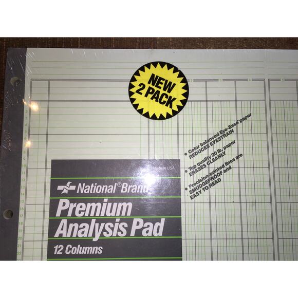 NIP National Brand Premium Analysis Pad 2 pk 12 Column 11x16 50 sheets # 45-362 - Picture 3 of 3